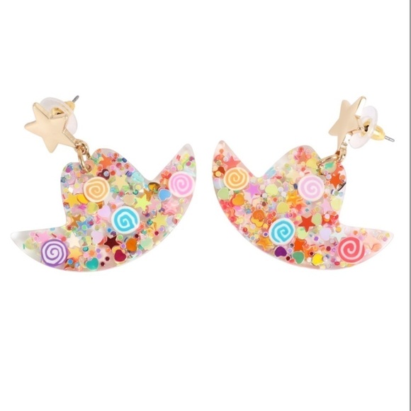 2/$30 - Resin Glitter Cowboy Hat Star Drop Earrings Pink Gold - Boutique - NWT - Picture 4 of 8